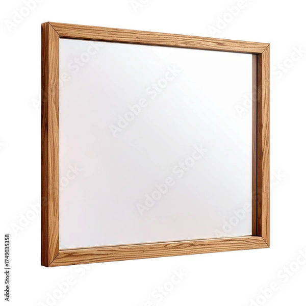 Fototapeta Wall Mirror with Wooden Frame on Transparent Background