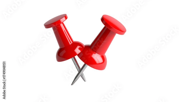 Obraz Two red pushpins on a black background