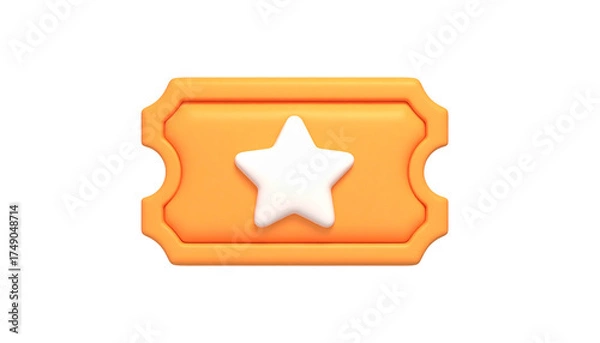 Obraz 3D orange ticket with white star (2)