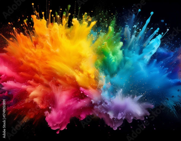 Fototapeta Vivid Explosion of Rainbow Colors in a Dark Abstract Design