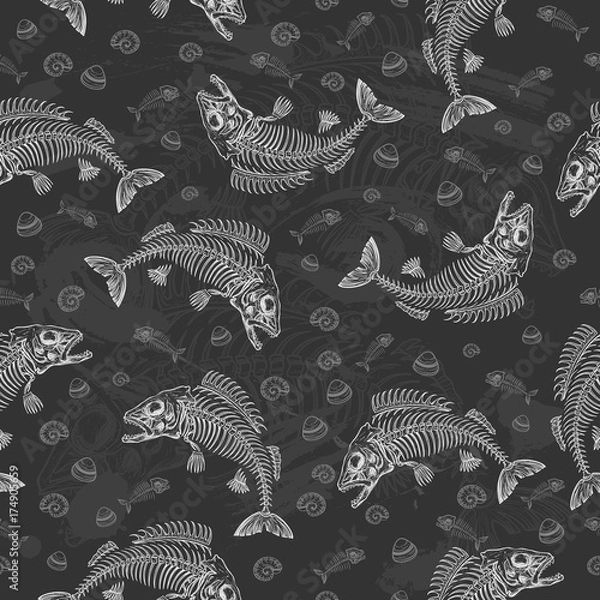 Fototapeta fish bone drawing
