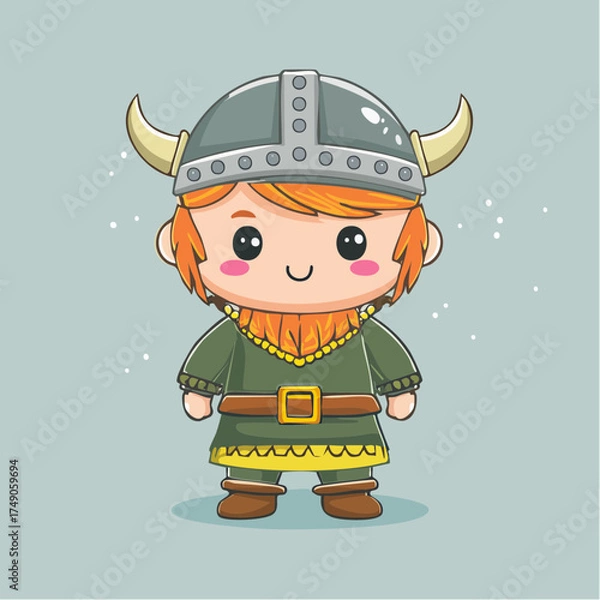 Fototapeta Cute viking boy character with transparent background