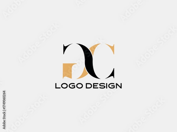 Fototapeta GC monogram logo in orange and black — stylish minimal design for business and creative branding