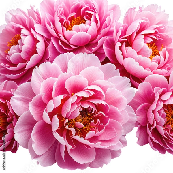 Obraz Pink peonies. A cluster of vibrant blooms with detailed petals abound