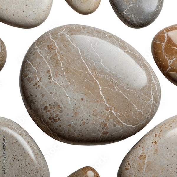 Obraz Smooth, polished stones with cracks and varying shades of brown, tan, beige