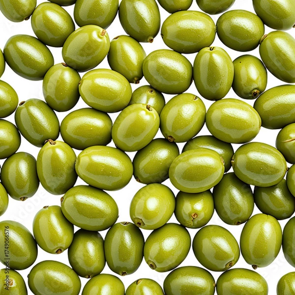 Obraz Green olives background a pile of fresh and healthy olives