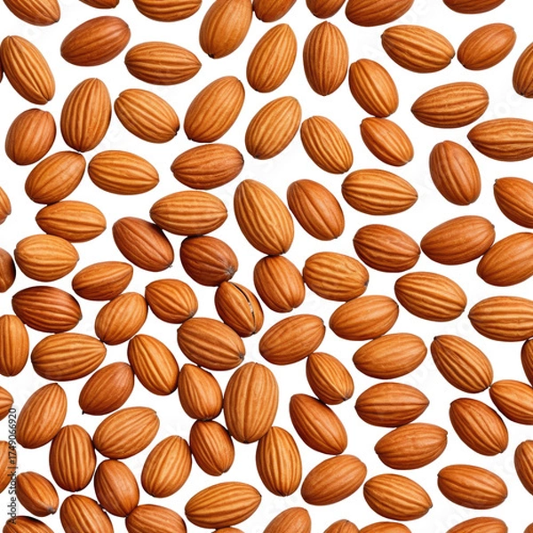 Obraz Almonds Heap of golden-brown, textured nuts scattered on a dark backdrop