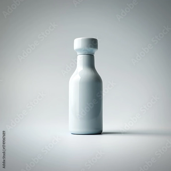Fototapeta Minimalist White Bottle on a Light Background