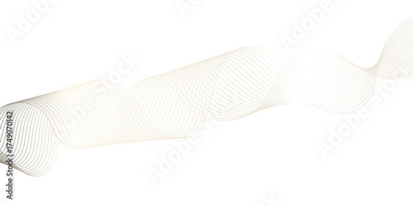 Fototapeta Abstract white and gold wave line futuristic technology flowing particles. modern curved wave smooth stripe seamless pattern. digital frequency track equalizer. stylized wave line art background.