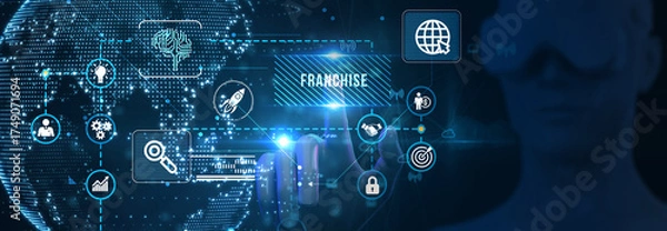 Fototapeta Franchise concept. Business, Technology, Internet and network concept. 3d illustration