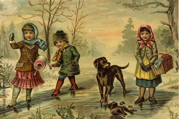 Obraz Children's games. A winter walk.