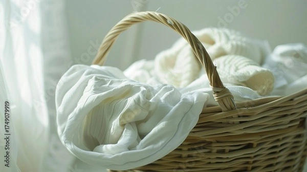 Fototapeta A photo of a clean, neatly arranged laundry basket