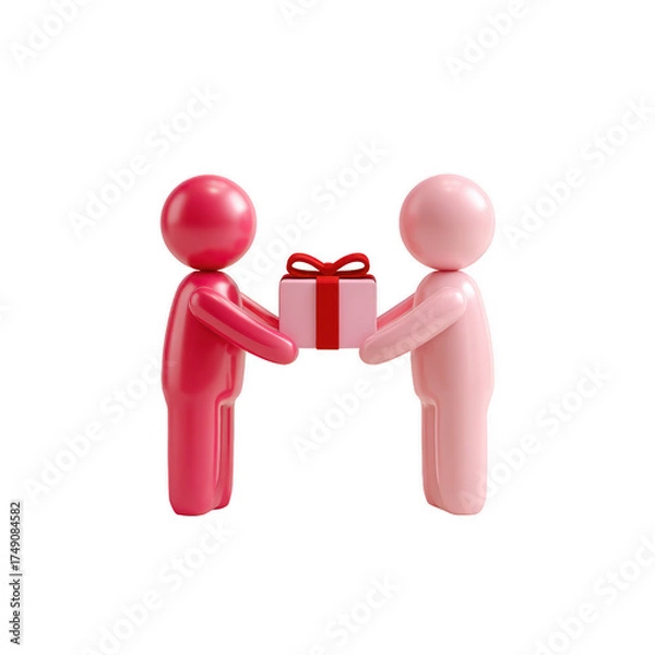 Obraz 3D Figures Exchanging a Gift