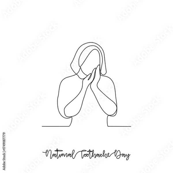 Fototapeta One continuous line drawing of National Toothache Day vector illustration. National Toothache Day theme design concept in simple linear continuous line. Great for healthcare and medical campaign.