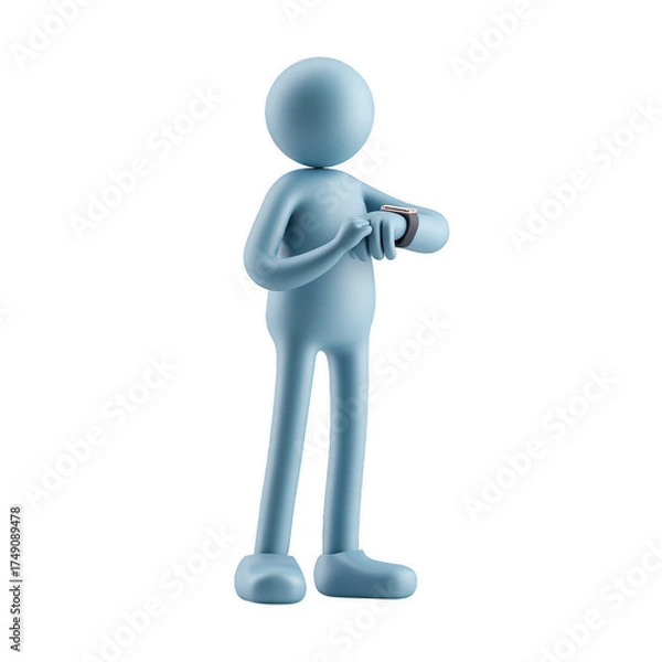 Obraz 3D Figure Checking Time on Smartwatch