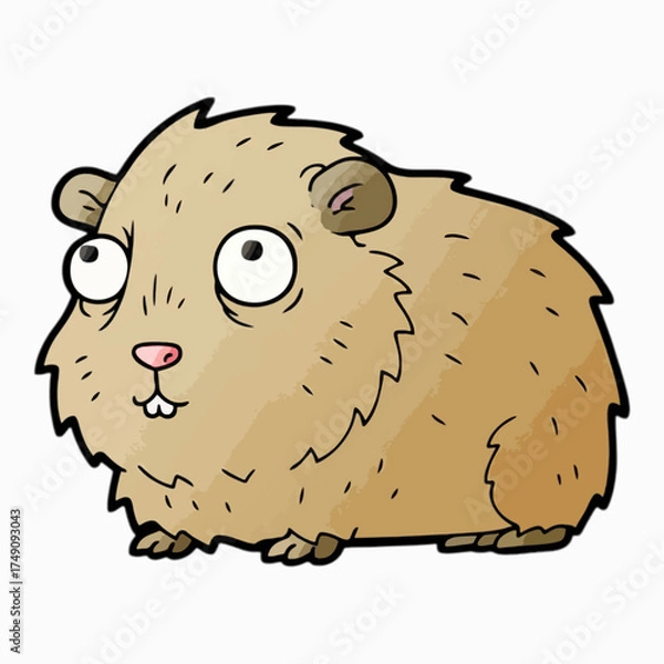 Fototapeta Cartoon guinea pig, kid book illustration, isolated on white background.