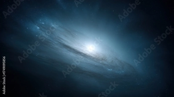 Fototapeta A captivating view of a galaxy, featuring swirling cosmic clouds and vibrant starlight against a deep space backdrop.