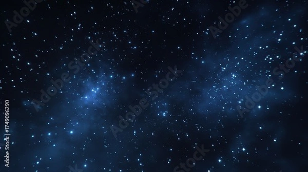 Fototapeta A stunning view of a starry night sky filled with bright stars and galaxies set against a deep blue cosmic backdrop.