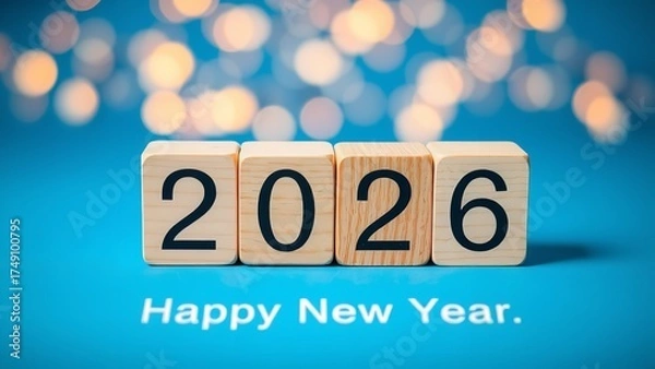 Obraz White Number 2026 on Snow Happy New Year Christmas Postcard