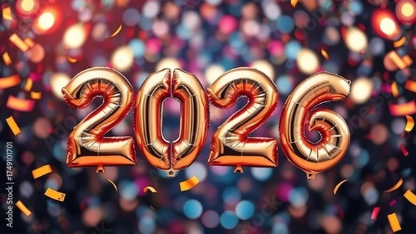 Obraz White Number 2026 on Snow Happy New Year Christmas Postcard