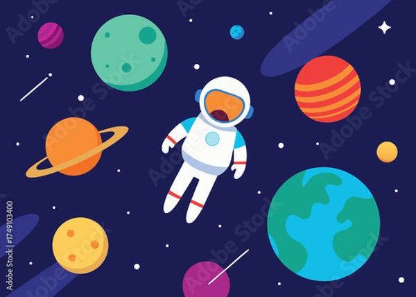 Fototapeta Space Astronaut And Planets Collage