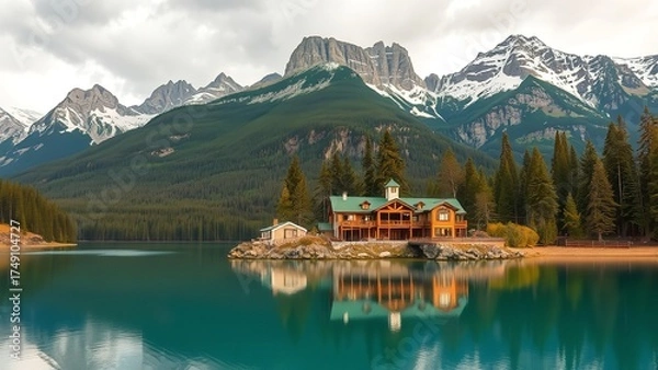 Obraz Four Birds Sitting on a Snowy Branch in Winter