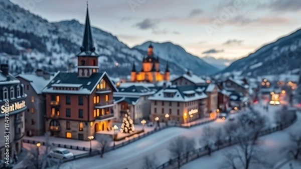 Obraz Four Birds Sitting on a Snowy Branch in Winter