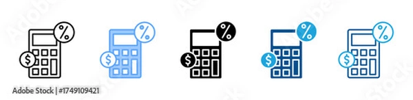 Fototapeta Calculator icon sheet multiple style collection