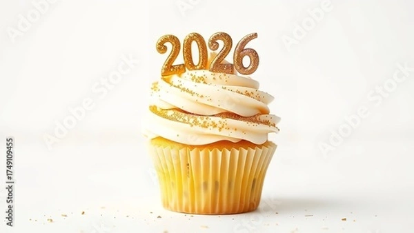 Obraz White Number 2026 on Snow Happy New Year Christmas Postcard