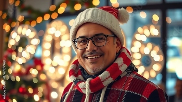 Obraz White Number 2026 on Snow Happy New Year Christmas Postcard