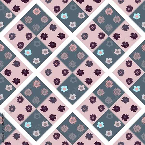 Obraz Patchwork Floral Seamless Pattern Set
