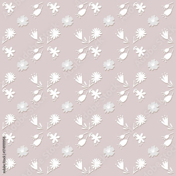 Obraz Soft Garden Floral Seamless Pattern Set