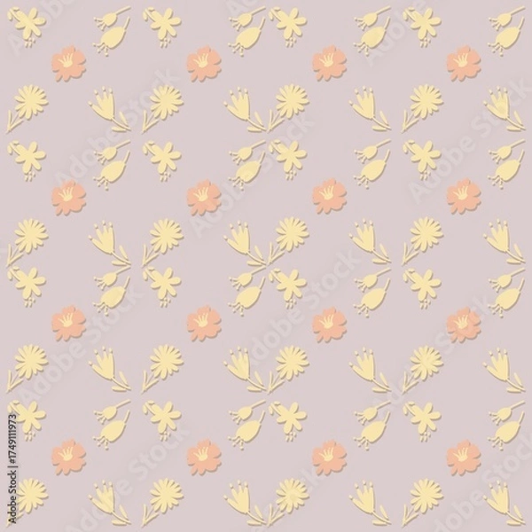 Obraz Soft Garden Floral Seamless Pattern Set