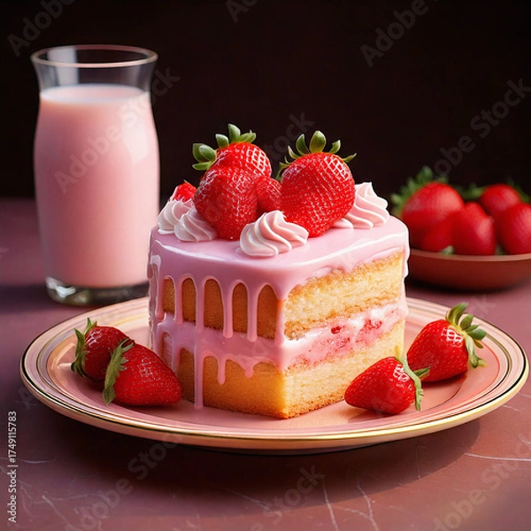 Obraz strawberry cake with cream