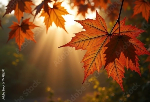 Fototapeta Dynamic Kaleidoscopic Impressions of Leaf Patterns in Subtle Sunlight