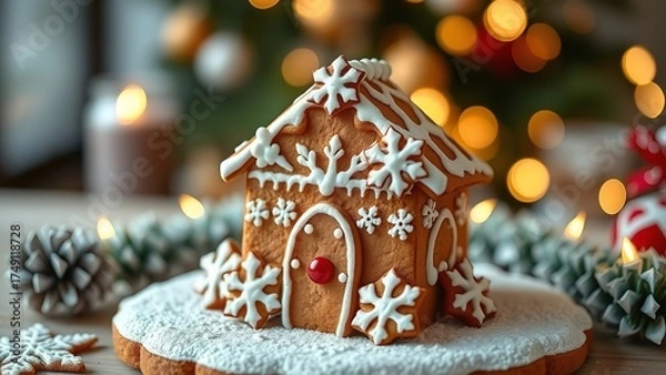 Obraz Four Birds Sitting on a Snowy Branch in Winter