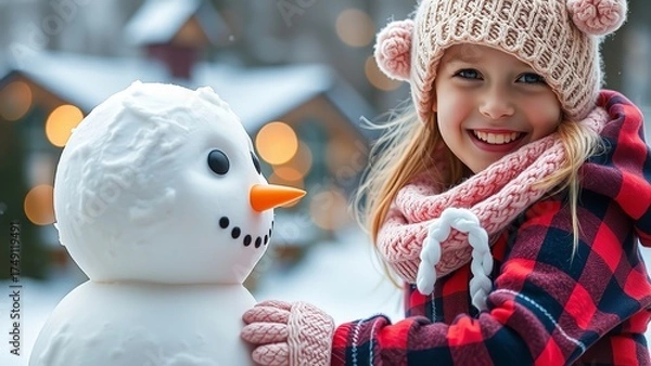Obraz Four Birds Sitting on a Snowy Branch in Winter