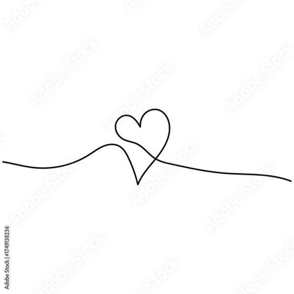 Obraz logo design vector flat continuous drawing love