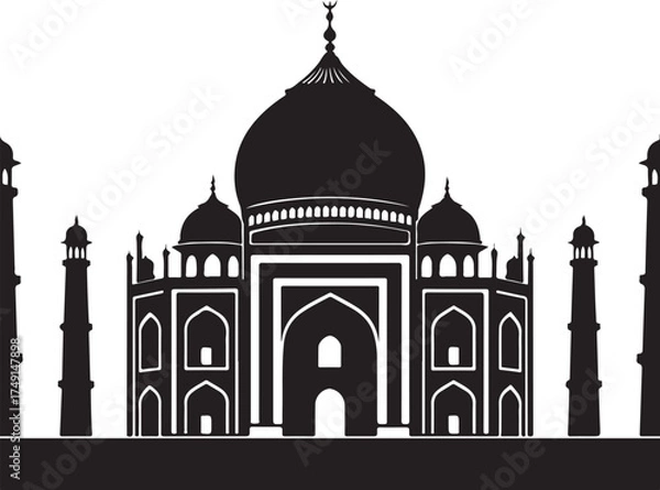 Obraz Taj Mahal Silhouette Vector