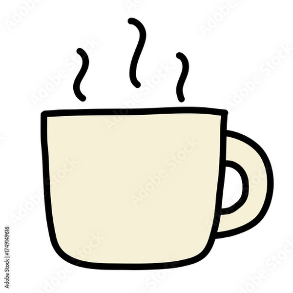 Obraz 手描き線画のシンプルで可愛いカップのイラスト