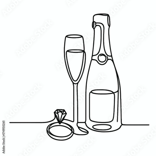 Obraz Wedding Ring with Champagne