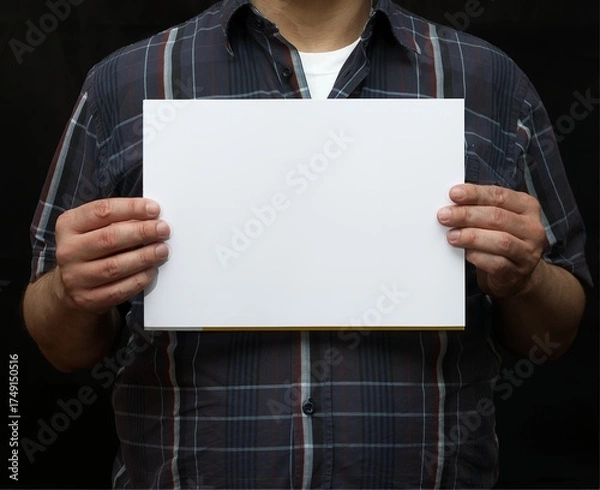 Obraz gehaltenes weißes Din-A4 Blatt