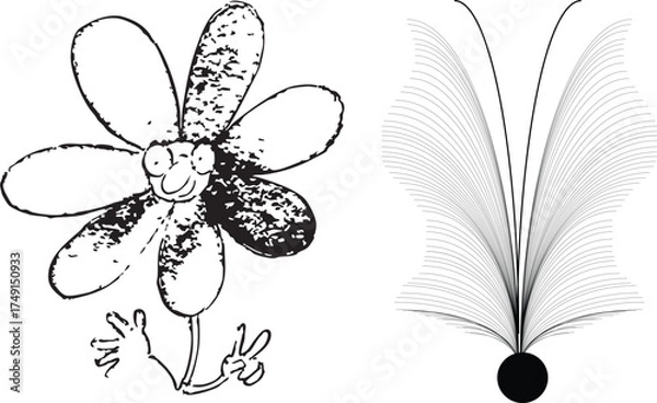 Fototapeta hand drawn sketch of a flower vector illustration drawing