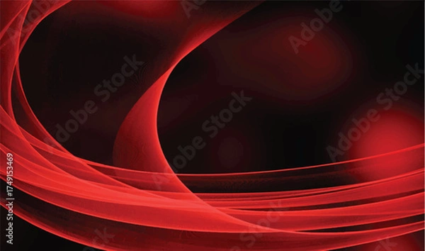 Fototapeta Abstract red neon glowing fractal on black background	