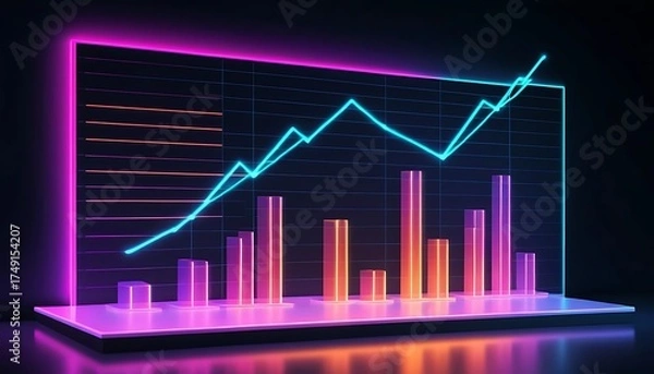 Fototapeta rising business stock market graph on red background