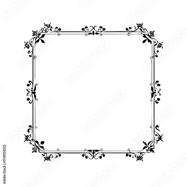 Fototapeta Elegant square frame with floral ornaments