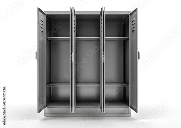 Obraz Empty metal locker, three compartments, open doors