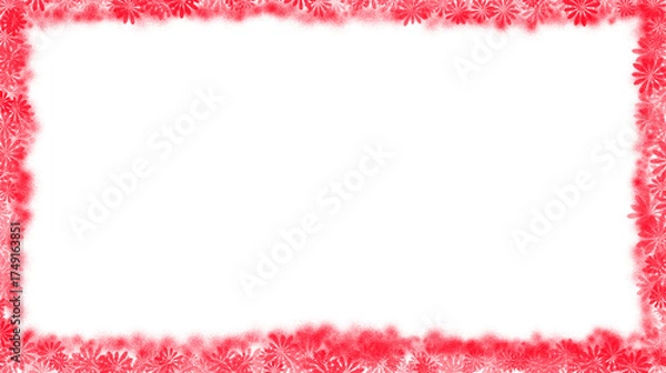 Obraz Red Floral Border Frame Background – Elegant Decorative Flower Pattern with Soft Gradient Texture for Invitations, Greeting Cards, Posters, and Digital Design Projects.