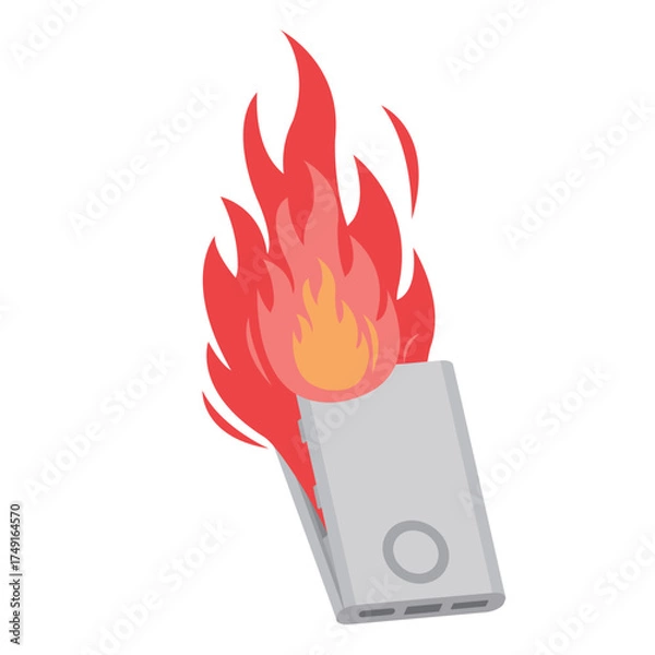 Obraz 発火するモバイルバッテリー　イラスト
