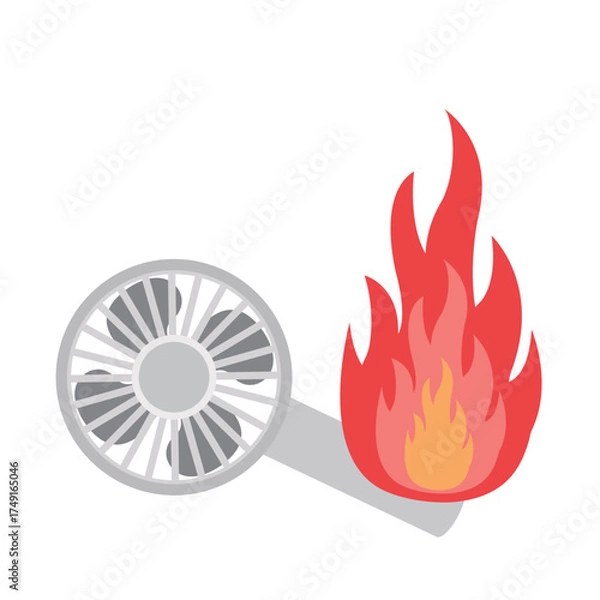 Obraz 発火するハンディファン　イラスト